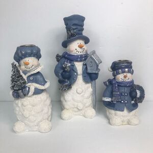 blue snowman candle holders decor christmas winter taper candles with box 2000